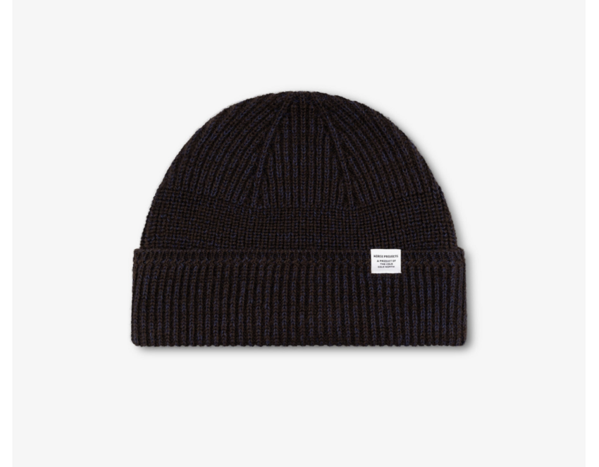 Norse Projects  Wool Cotton Rib Beanie Darkest Purple