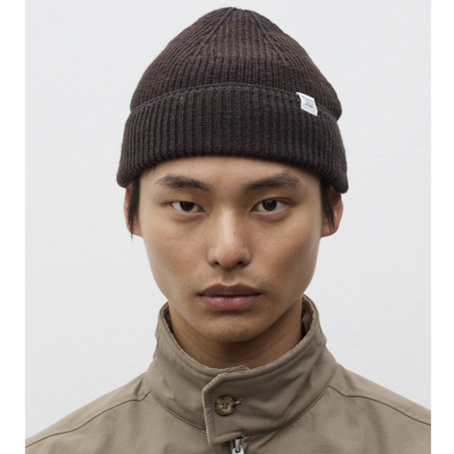 Norse Projects  Wool Cotton Rib Beanie Darkest Purple