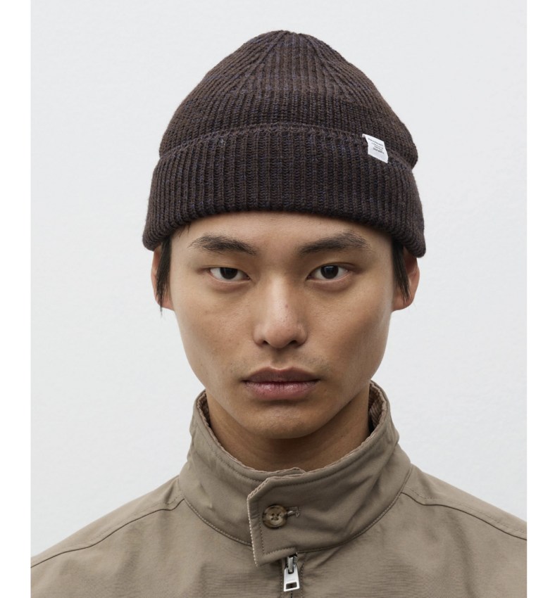 Norse Projects  Wool Cotton Rib Beanie Darkest Purple