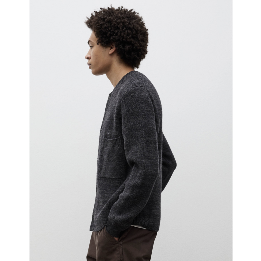 Norse Projects  Gullverket Cotton Wool Rib Cardigan  Dark Grey