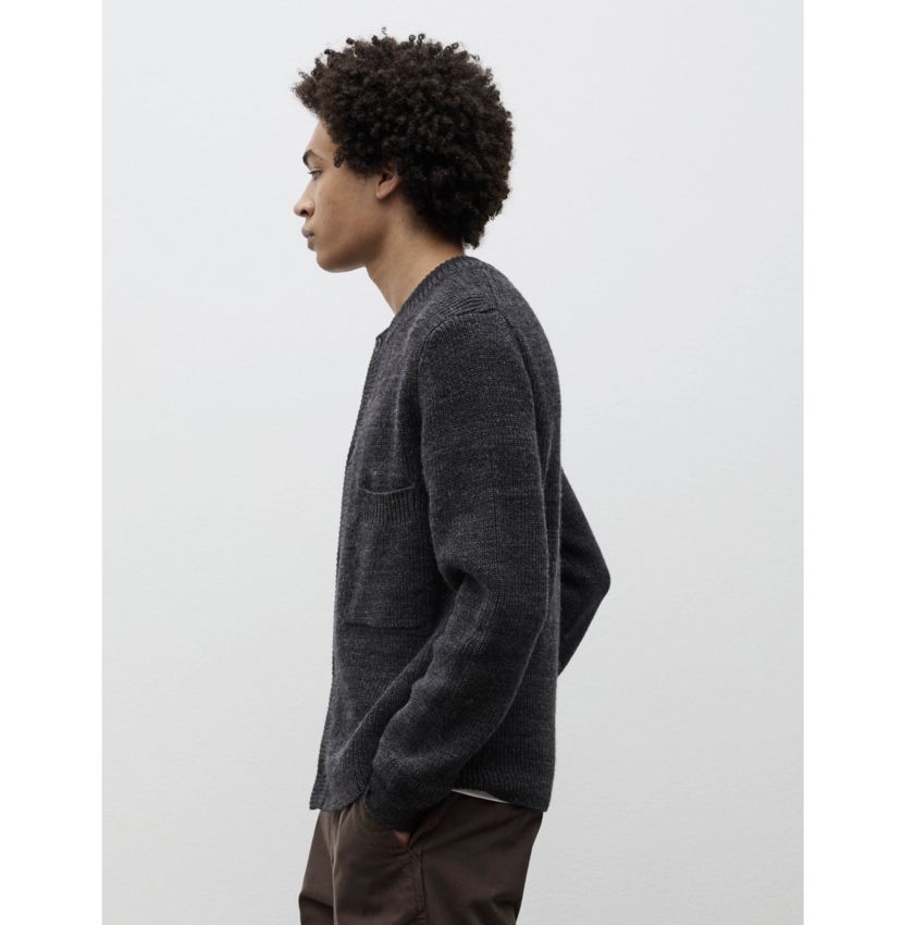 Norse Projects  Gullverket Cotton Wool Rib Cardigan  Dark Grey