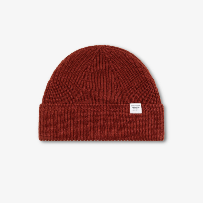 Norse Projects  Wool Cotton Rib Beanie Cowhide