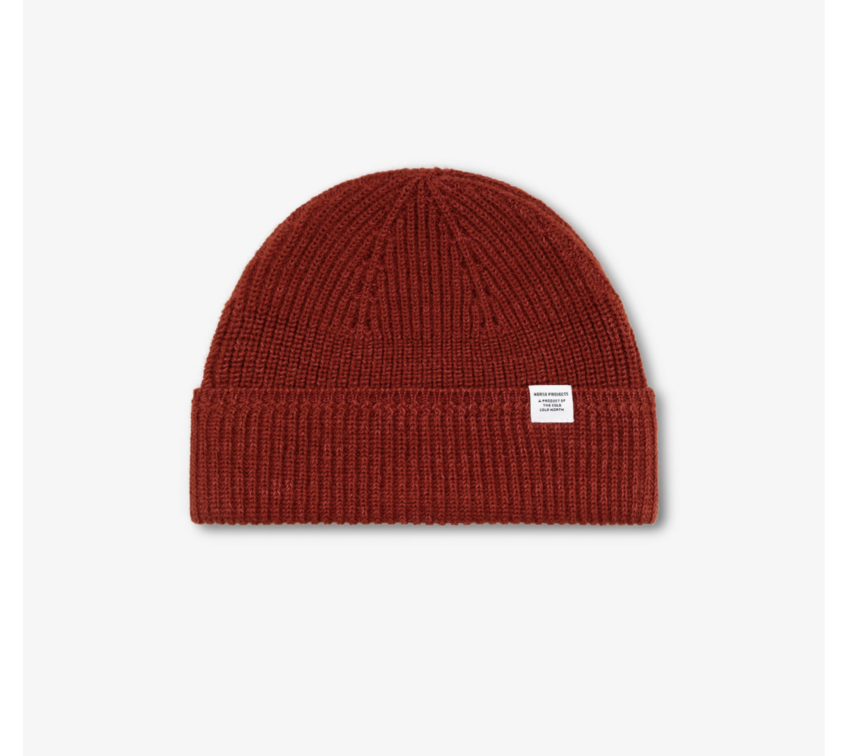 Norse Projects  Wool Cotton Rib Beanie Cowhide