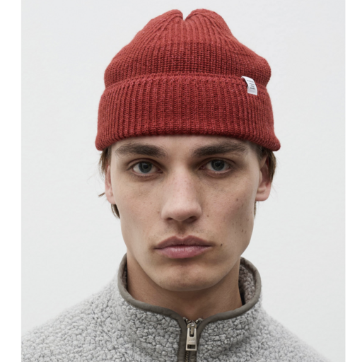 Norse Projects  Wool Cotton Rib Beanie Cowhide