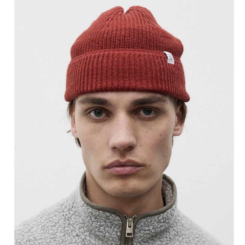 Norse Projects  Wool Cotton Rib Beanie Cowhide