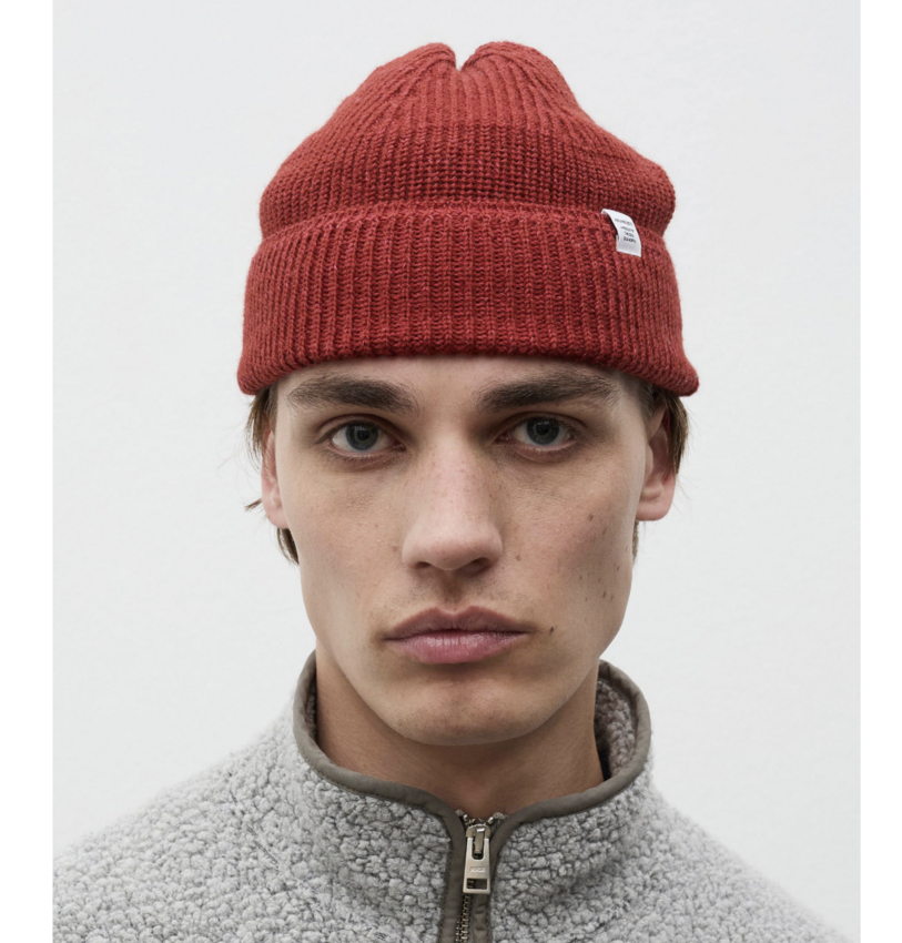 Norse Projects  Wool Cotton Rib Beanie Cowhide