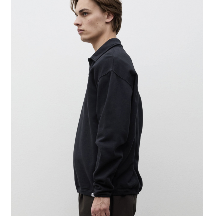Norse Projects  Hjartdal Brushed Diagonal Cotton Fleece Polo Black