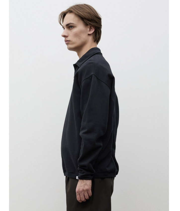 Norse Projects  Hjartdal Brushed Diagonal Cotton Fleece Polo Black