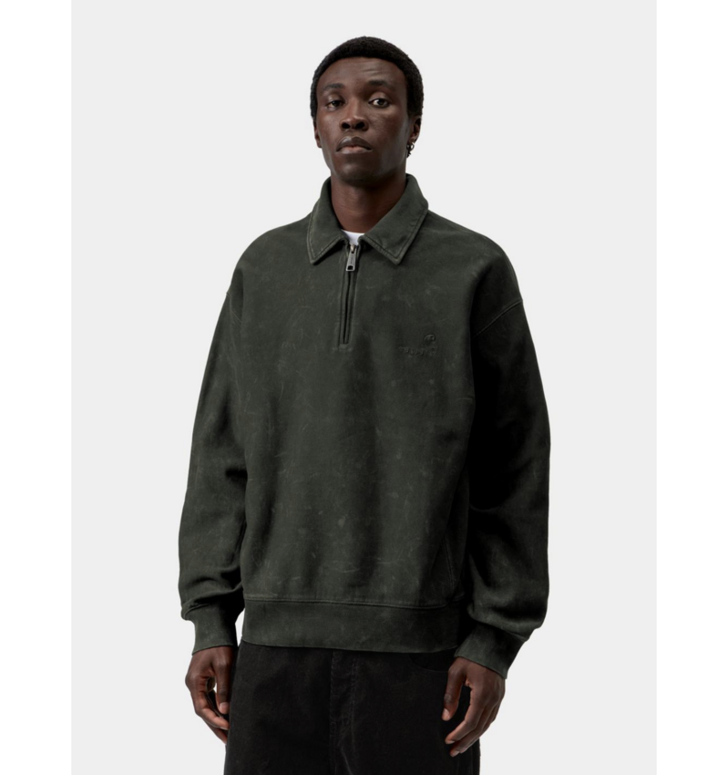 Carhartt WIP Lambert Polo Sweatshirt Raven Moon Wash