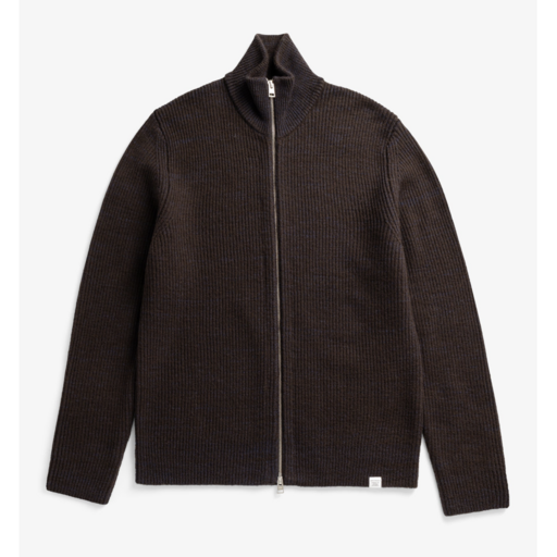 Norse Projects  Hagen Wool Cotton Rib Full Zip Jacket Darkest Purple