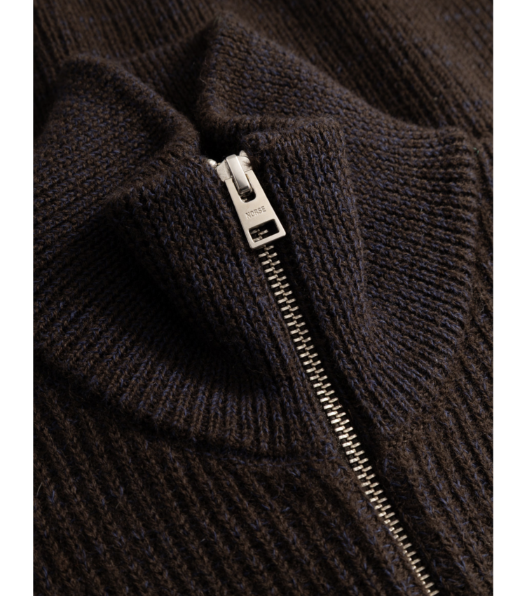 Norse Projects  Hagen Wool Cotton Rib Full Zip Jacket Darkest Purple