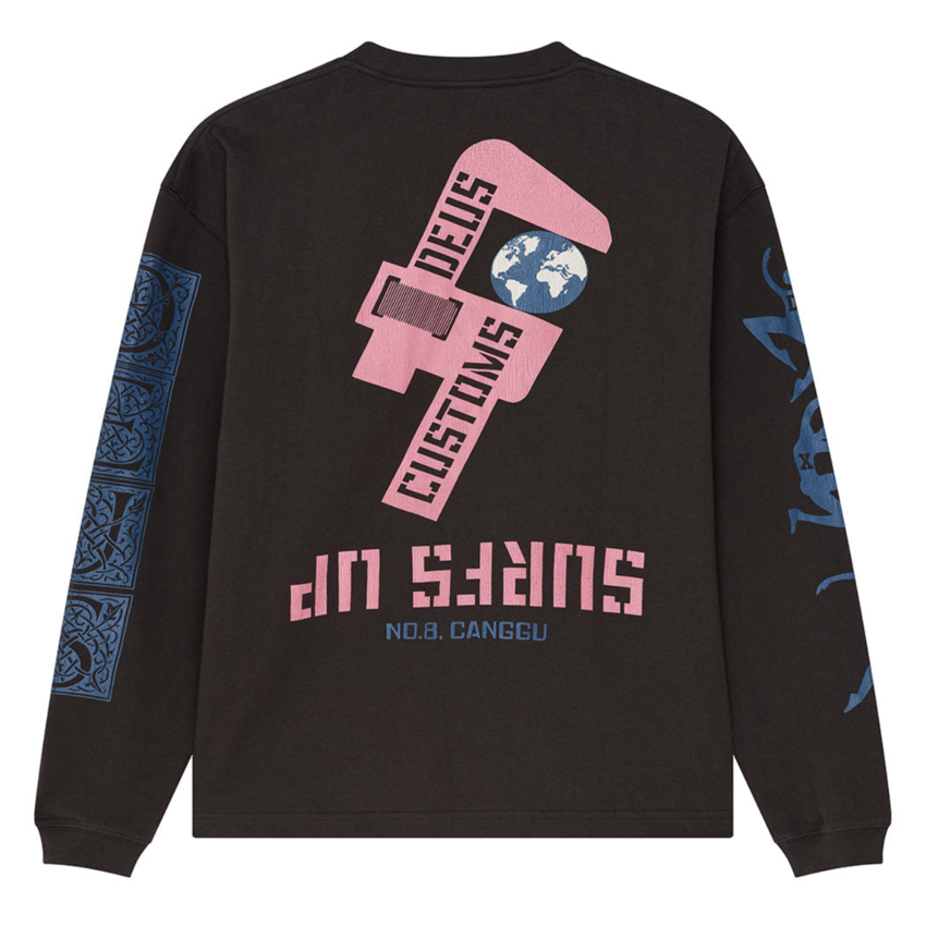 Deus Ex Machina Swell Maps Os Ls Tee Anthracite Grey