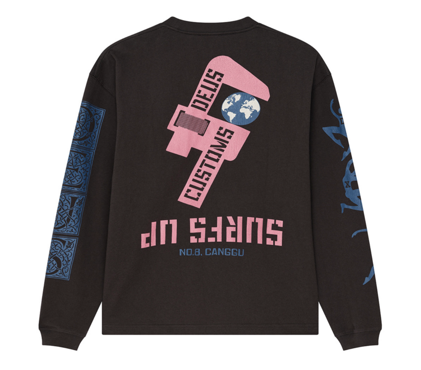 Deus Ex Machina Swell Maps Os Ls Tee Anthracite Grey