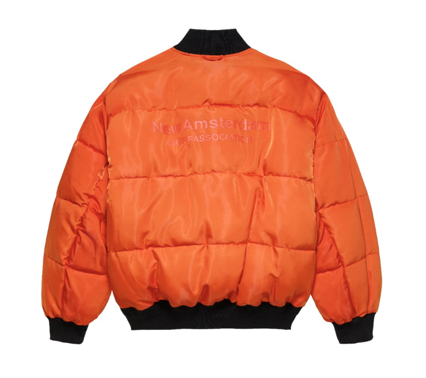 New Amsterdam Surf Association  Reversible Bomber Jacket Army Green/Orange