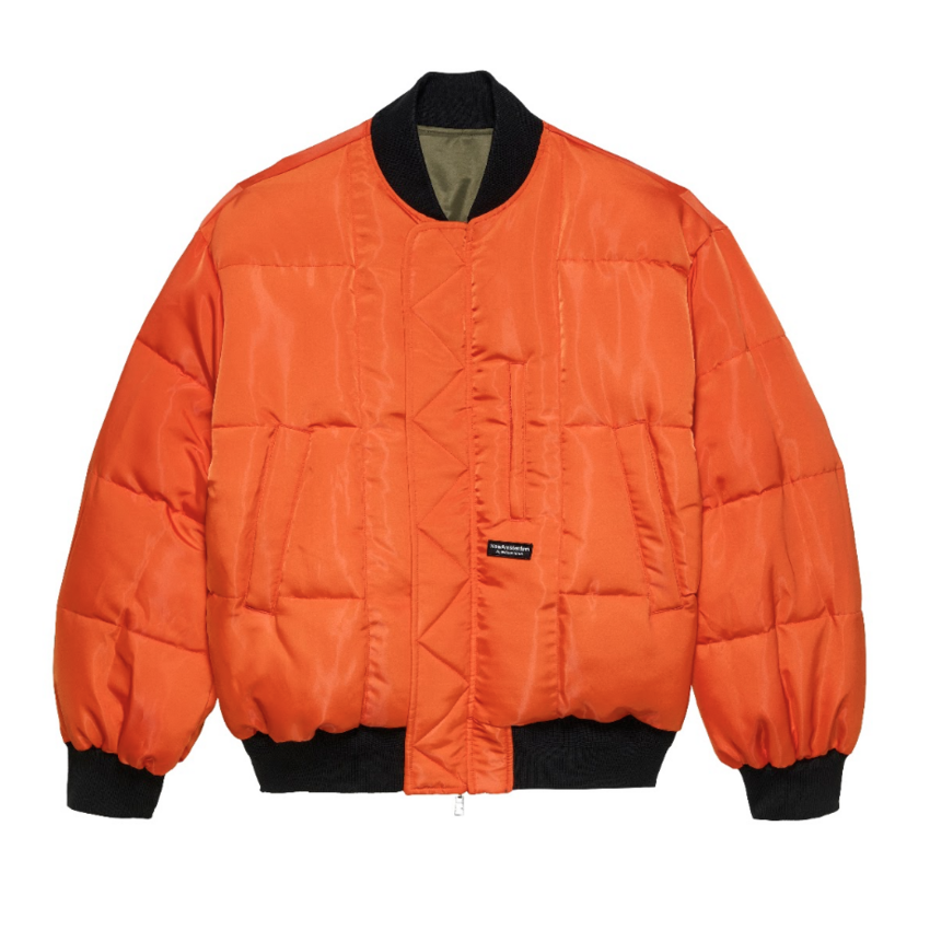 New Amsterdam Surf Association  Reversible Bomber Jacket Army Green/Orange