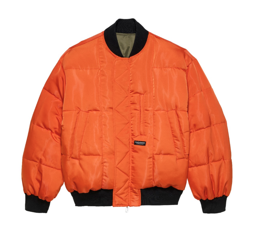 New Amsterdam Surf Association  Reversible Bomber Jacket Army Green/Orange