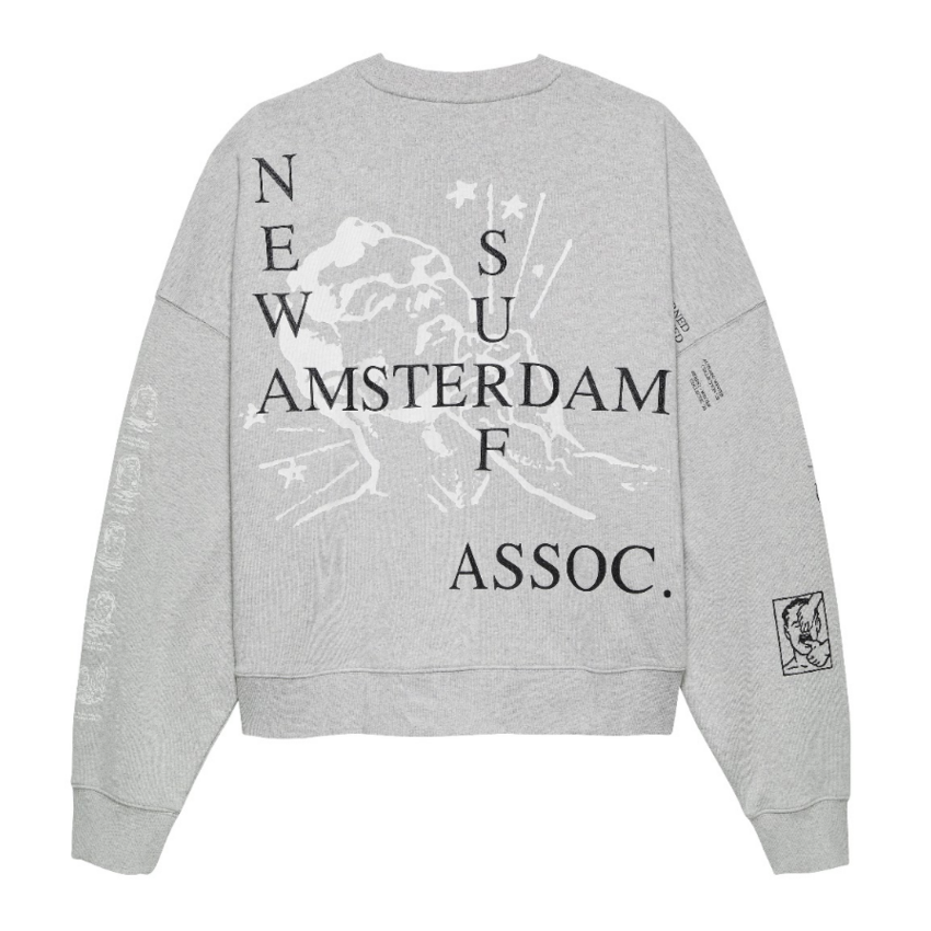 New Amsterdam Surf Association  Knocked Crewneck Grey Melange
