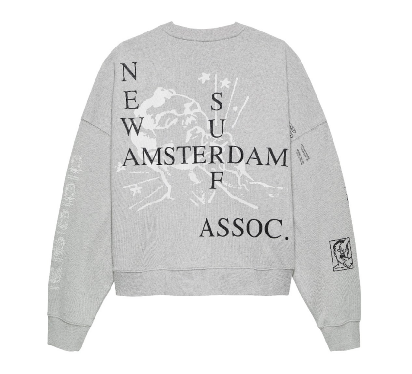 New Amsterdam Surf Association  Knocked Crewneck Grey Melange