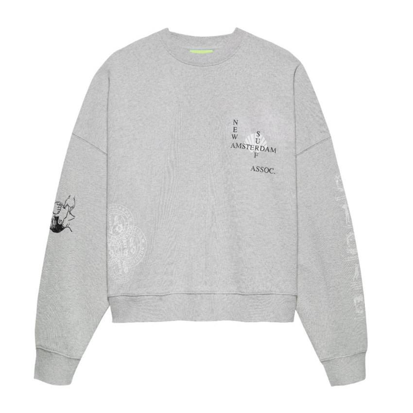New Amsterdam Surf Association  Knocked Crewneck Grey Melange