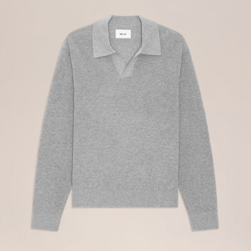 NN.07 Hope Rib 60060 Knitted Polo Grey Melange