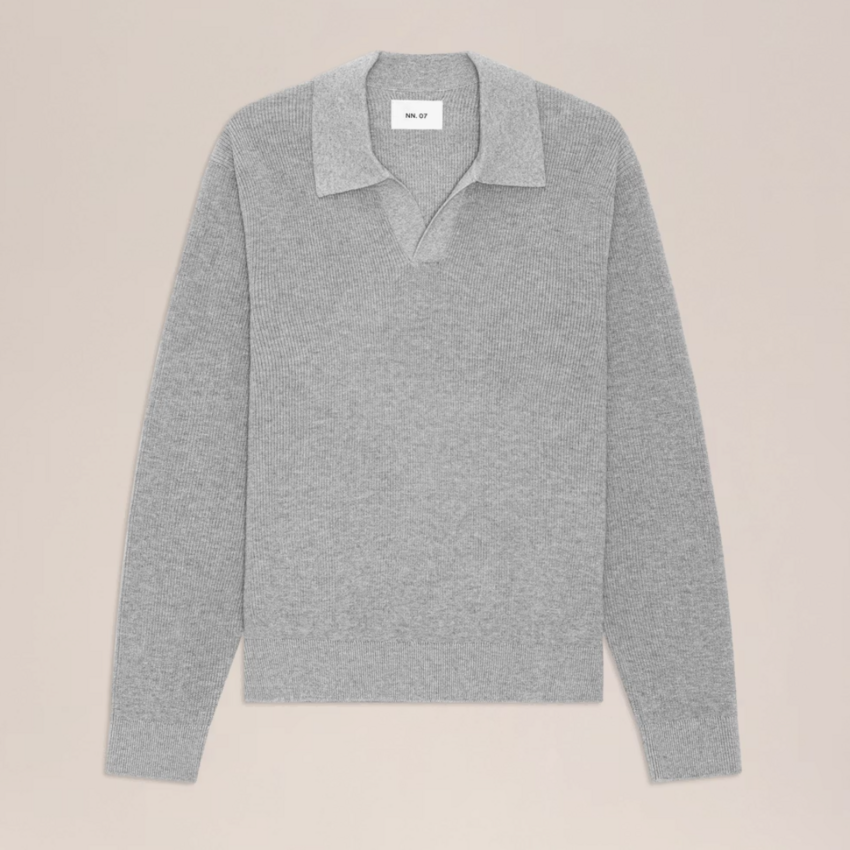 NN.07 Hope Rib 60060 Knitted Polo Grey Melange
