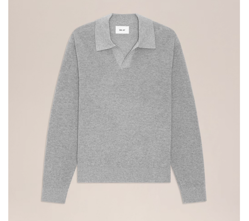 NN.07 Hope Rib 60060 Knitted Polo Grey Melange