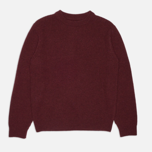 Nudie Jeans August Rib Wool Sweater Burgundy