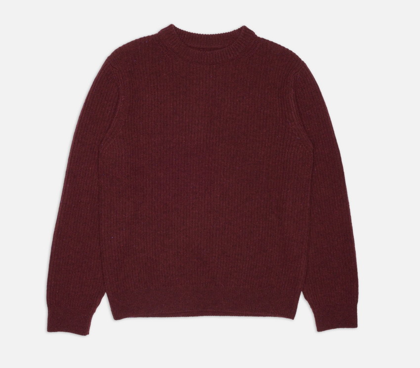 Nudie Jeans August Rib Wool Sweater Burgundy