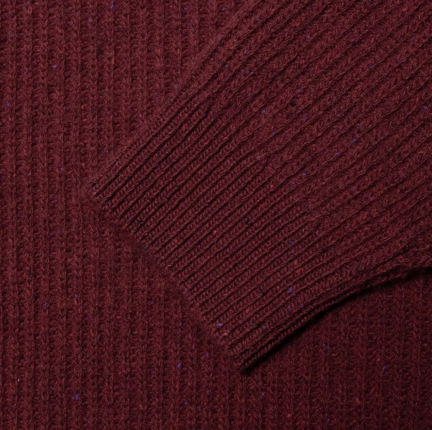 Nudie Jeans August Rib Wool Sweater Burgundy