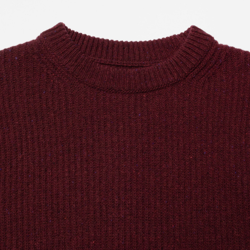 Nudie Jeans August Rib Wool Sweater Burgundy
