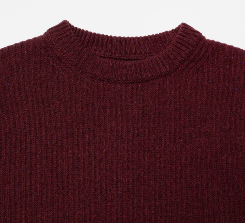 Nudie Jeans August Rib Wool Sweater Burgundy