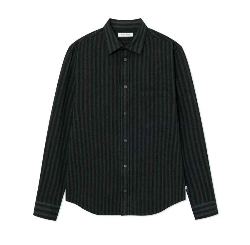 Wood Wood Carter Shirt Ultra Green Stripe