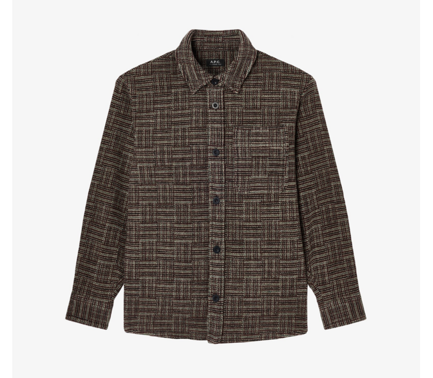 A.P.C. Paris Thick Wool Overshirt Burgundy
