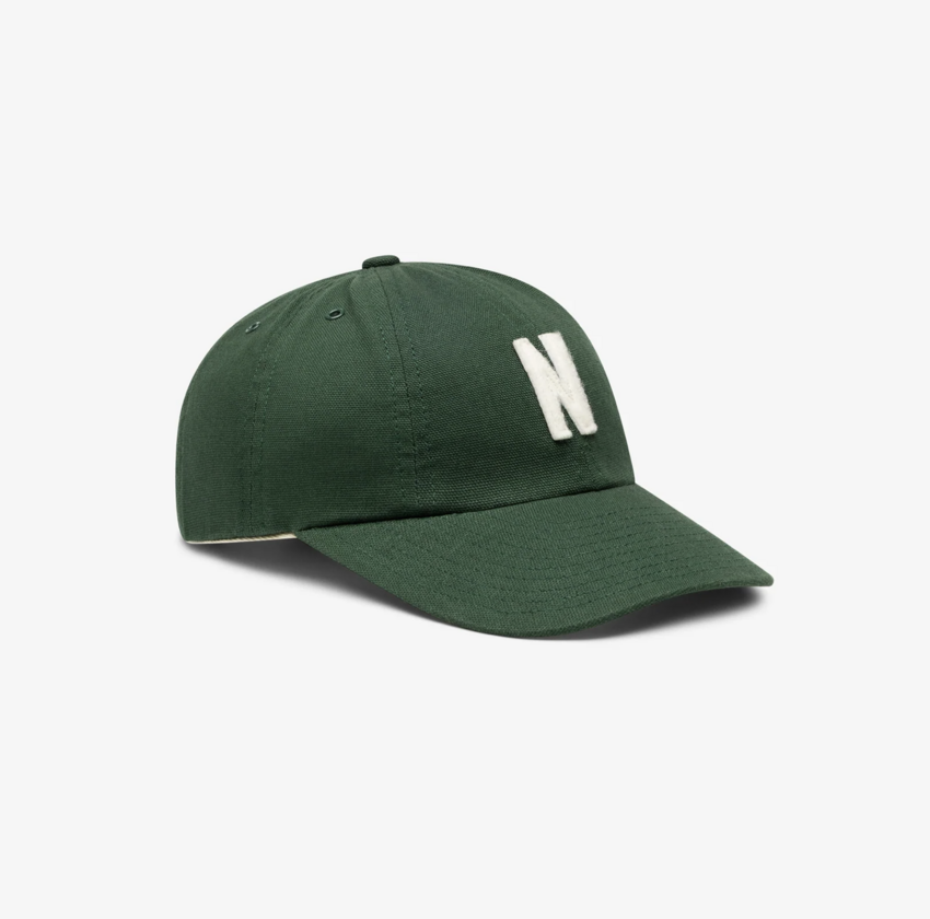 Norse Projects  Light Canvas Felt N 8 Panel Cap Hunter Green