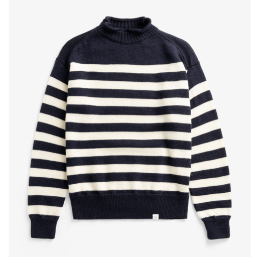 Norse Projects  Sagvatnet Wool Roll Neck Sweater Navy Stripe