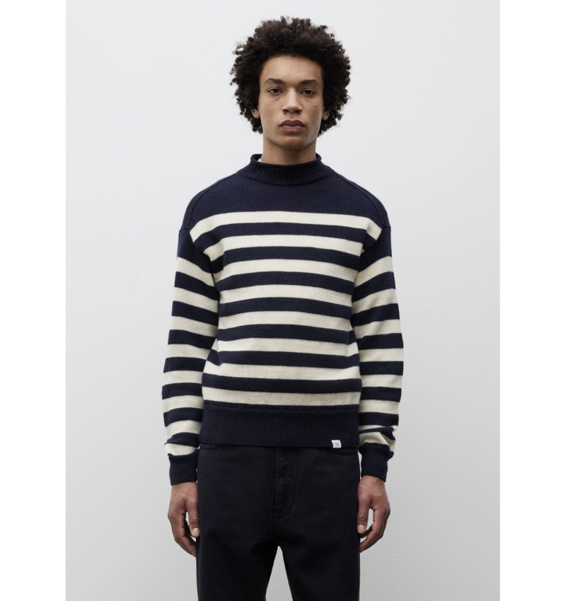 Norse Projects  Sagvatnet Wool Roll Neck Sweater Navy Stripe