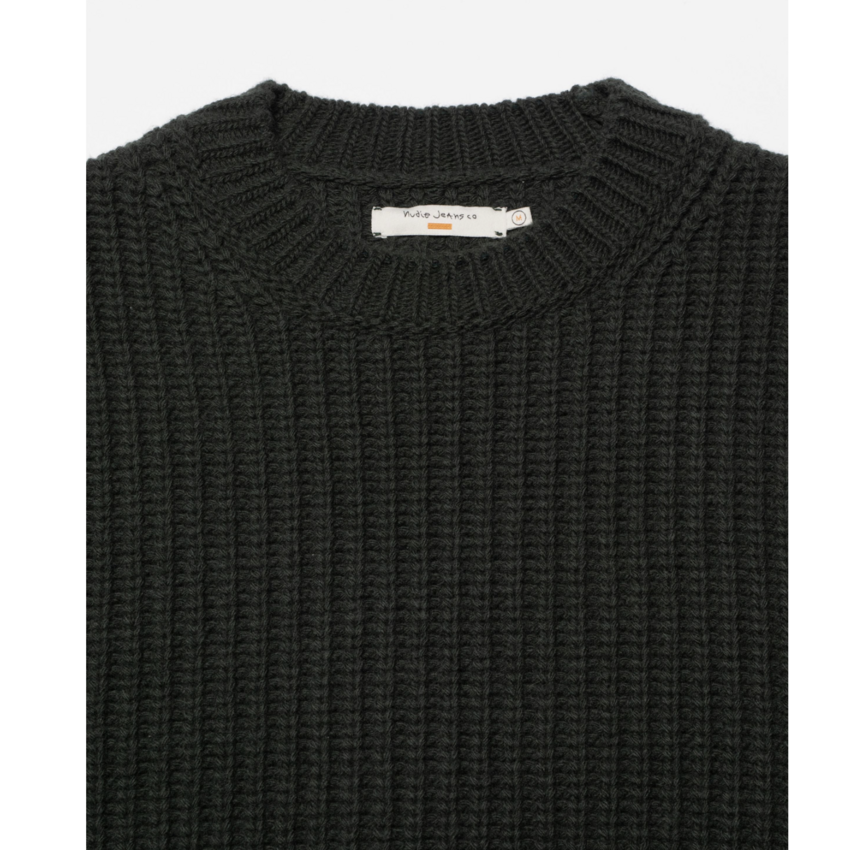 Nudie Jeans Gurra Sweater Chunky Knit Racing Green