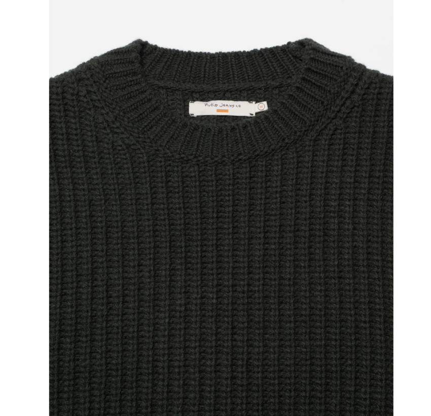 Nudie Jeans Gurra Sweater Chunky Knit Racing Green