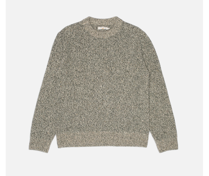 Nudie Jeans August Rib Wool Sweater Green Melange
