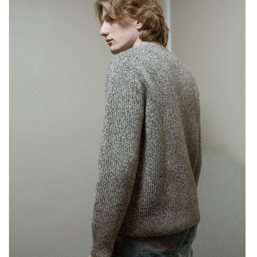 Nudie Jeans August Rib Wool Sweater Green Melange