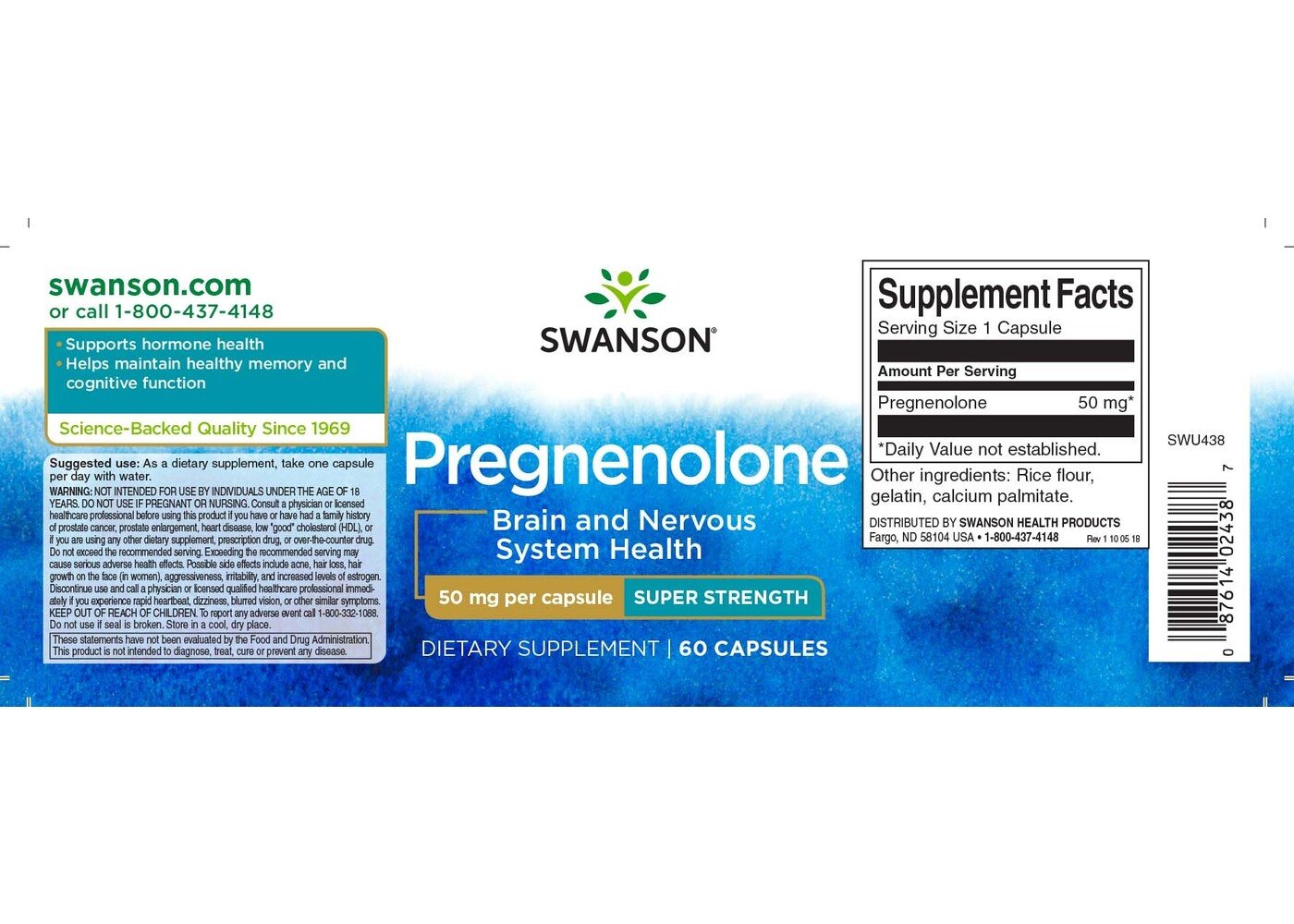 Swanson 3 PACK Super-Strength Pregnenolone, 50 mg, 60 tabs (180 tabs)