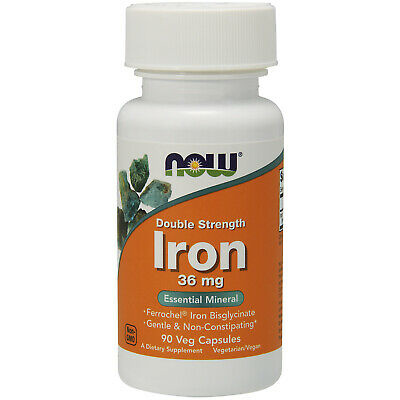 Now Foods  Iron, Double Strength, 36 mg, 90 Veg Capsules