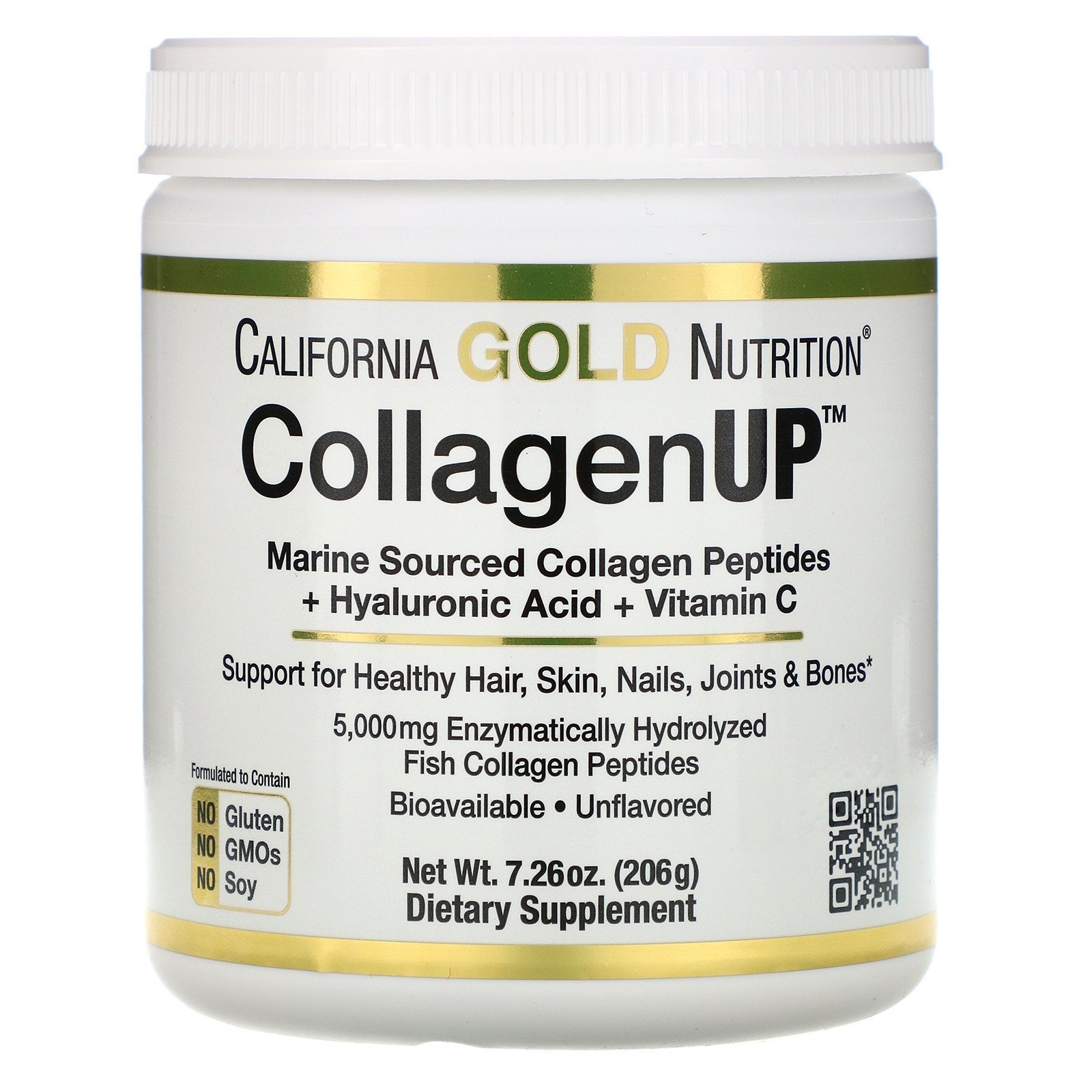 California Gold Nutrition CollagenUP, Marine Hydrolyzed Collagen, Unflavored, 206 g