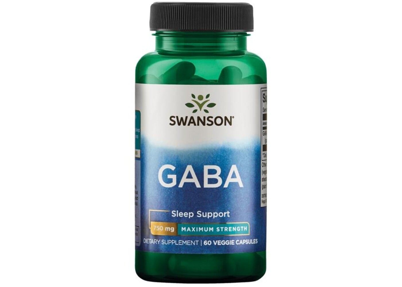 Swanson Maximum Strength GABA, 750 mg 60 Veg Caps