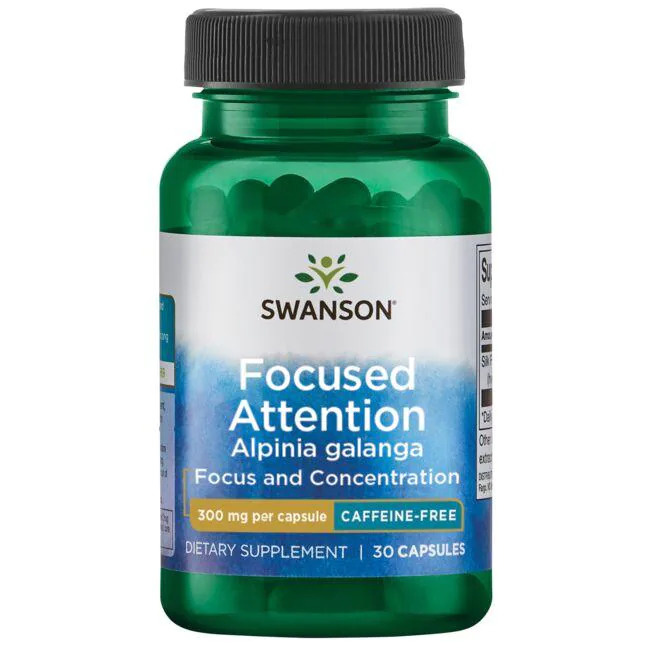 Swanson Focused Attention Alpinia Galanga - Caffeine-Free, 300 mg 30 Caps