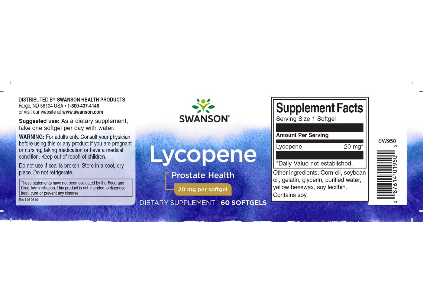 Swanson Lycopene 20 mg 60 Sgels