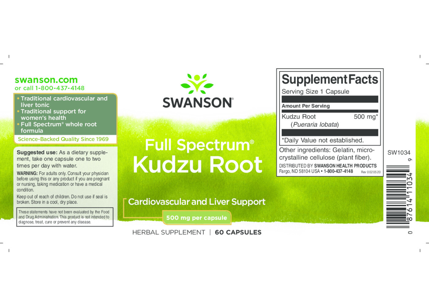 Swanson Kudzu Root, 500 mg, 60 Caps