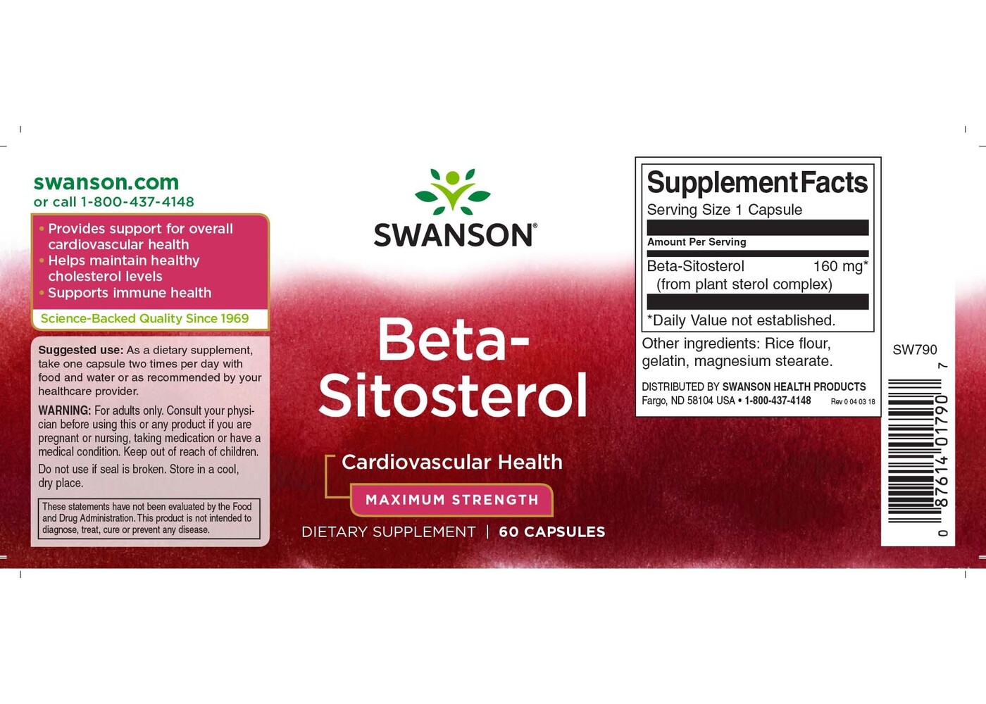 Swanson Beta-Sitosterol, 160 mg, 60 Caps