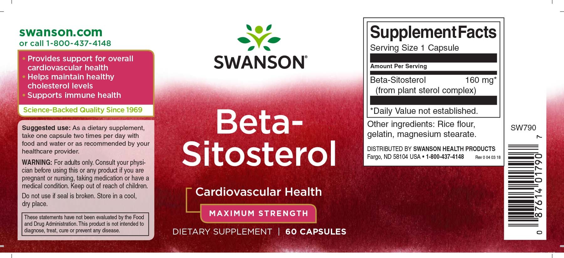 Swanson Beta-Sitosterol, 160 mg, 60 Caps