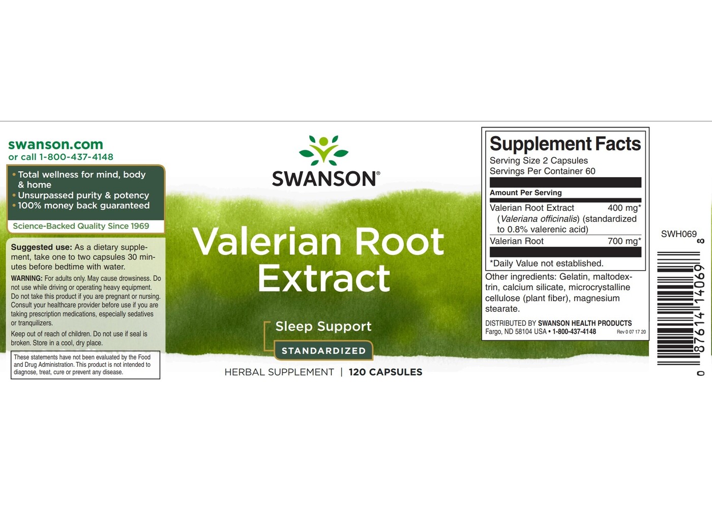 Swanson Valerian Root Extract - Standardized, 200 mg, 120 Caps